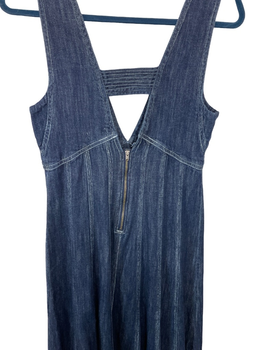 Pilcro Anthropologie Seamed V-Neck Denim Midi Dress - Picture 8 of 12
